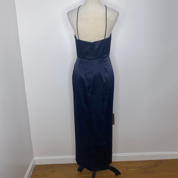 After Six NWT halter charmeuse midi bridesmaid dress size 8 midnight - Picture 5 of 13